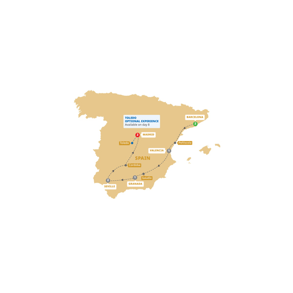 Highlights of Spain Itinerary Map
