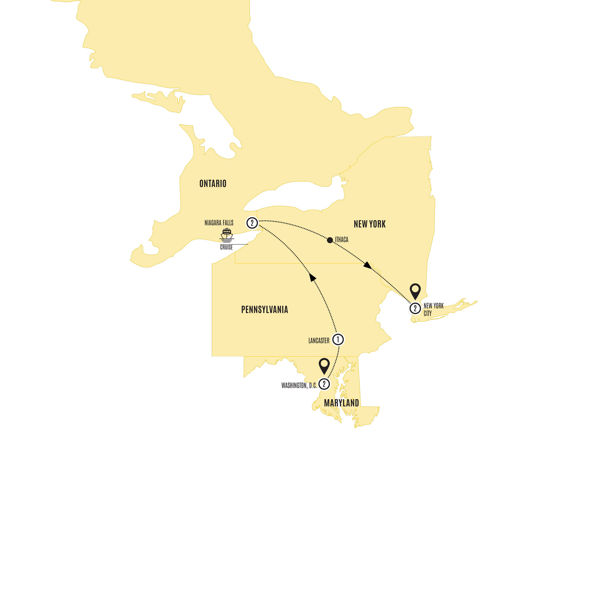 The Big Apple, Niagara and Washington, D.C. Itinerary Map