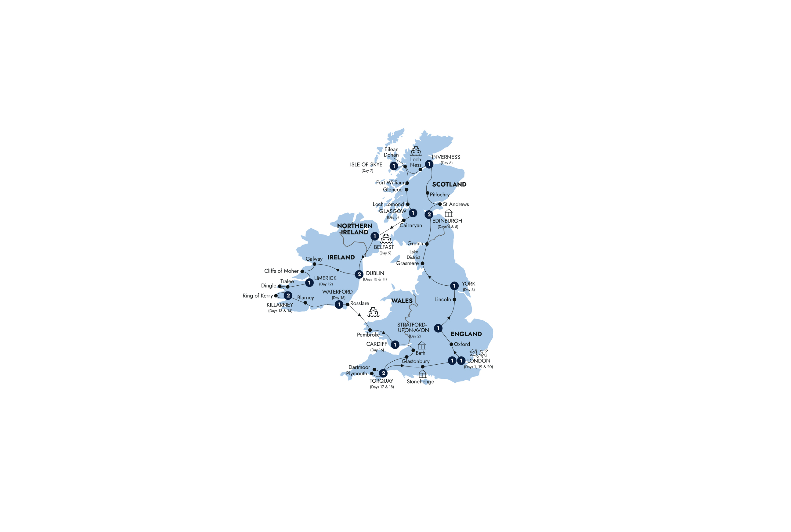 tourhub | Insight Vacations | Romantic Britain & Ireland - Small Group | Tour Map