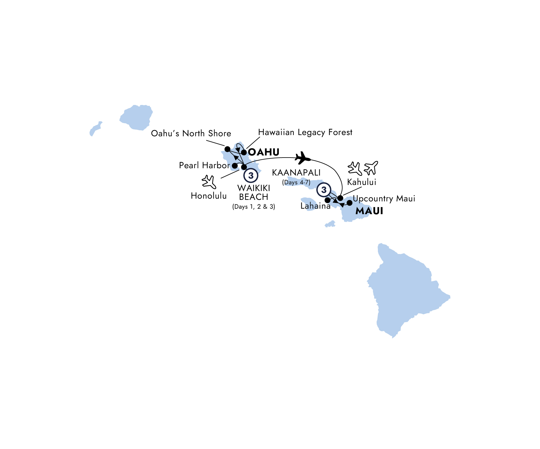 tourhub | Insight Vacations | Hawaii with Oahu & Maui - Classic Group | Tour Map