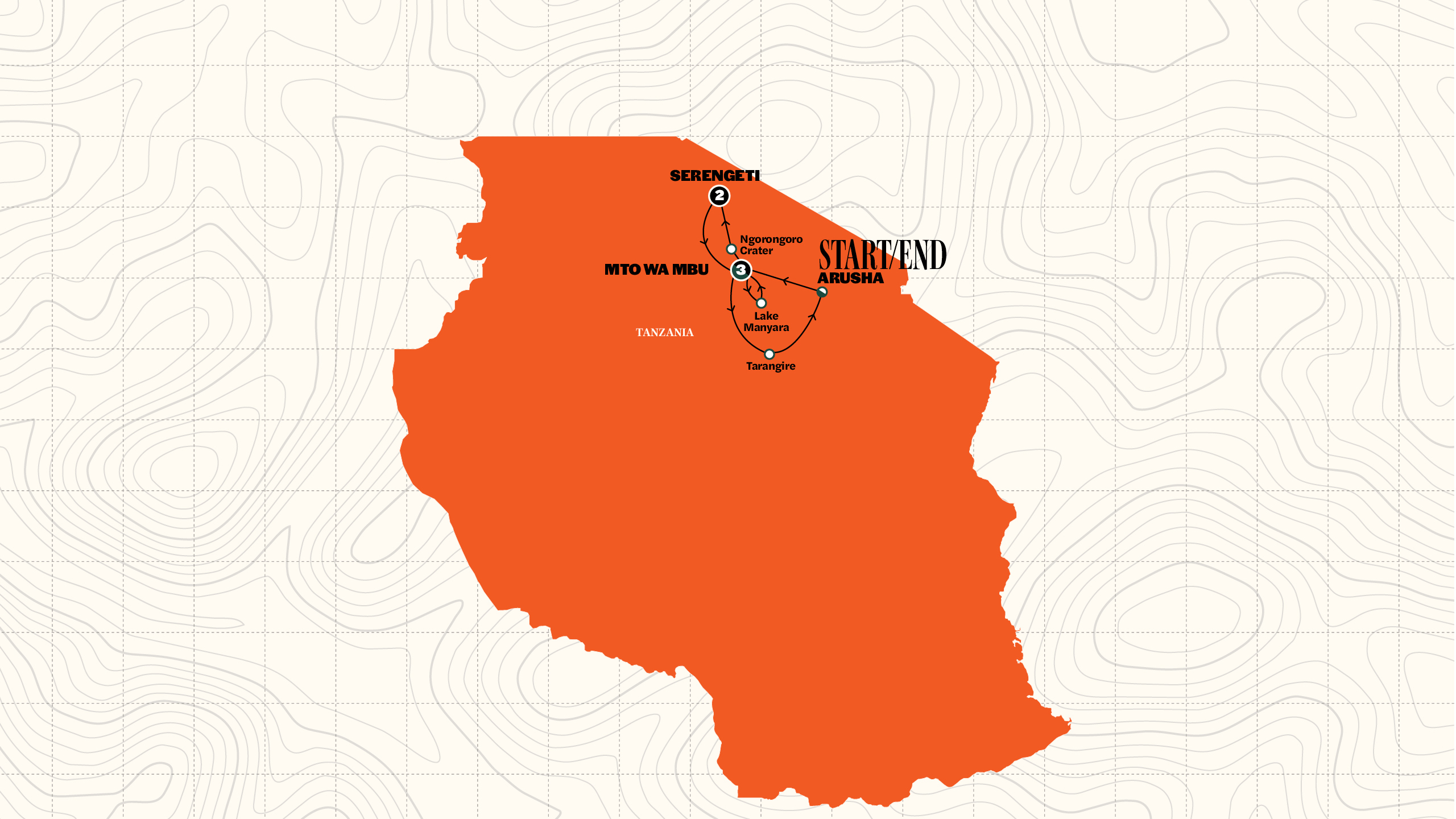 Map of Tanzania Adventure | 2026 from Contiki