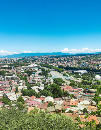 View of Tbilisi, old town and the Kura river from the Narikala fortress, Georgia