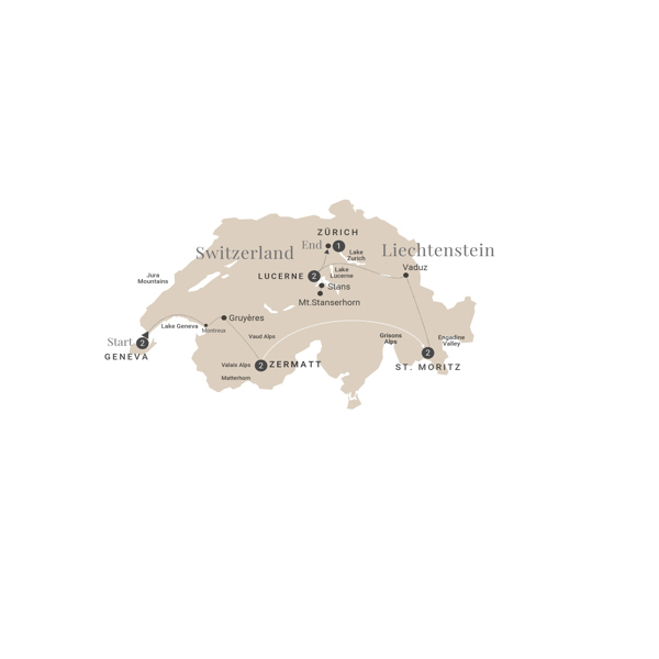 Majestic Switzerland Itinerary Map