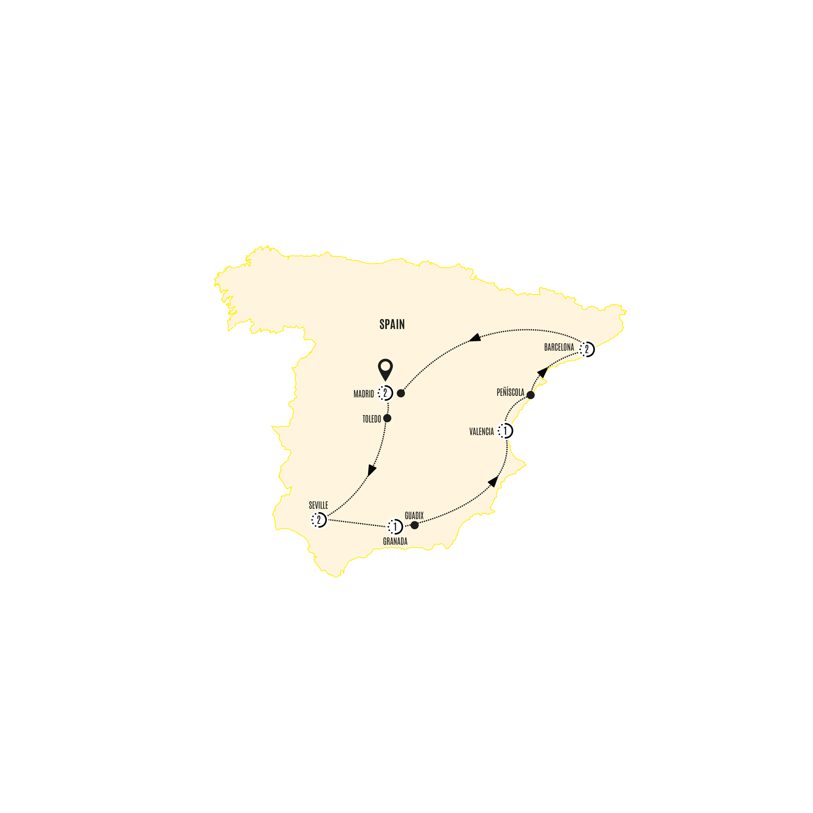 tourhub | Costsaver | Spanish Experience End Madrid | Tour Map