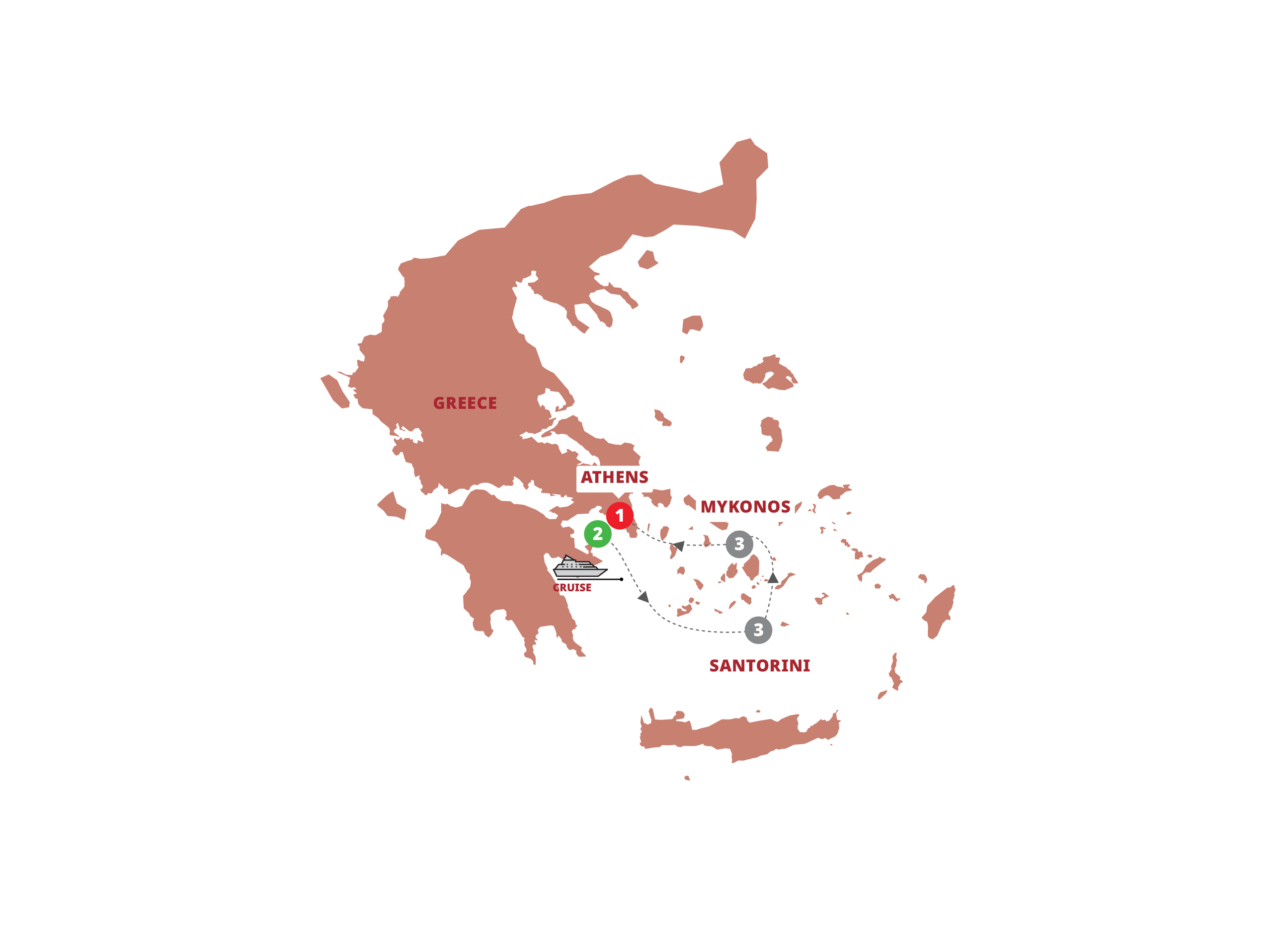 Map of Greek Island Hopper from Trafalgar