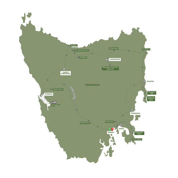 Ultimate Tasmania Itinerary Map