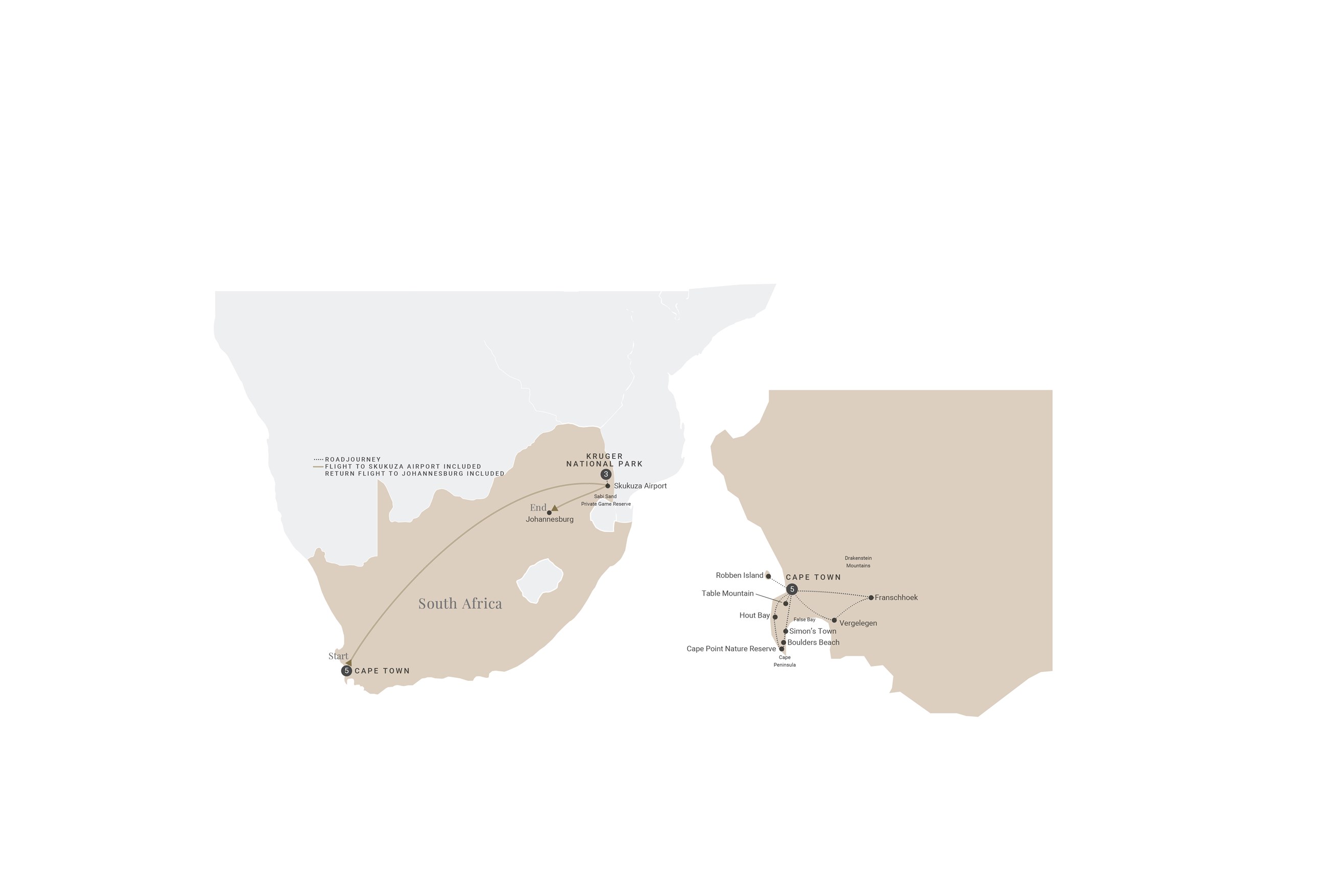 tourhub | Luxury Gold | Spectacular South Africa | Tour Map