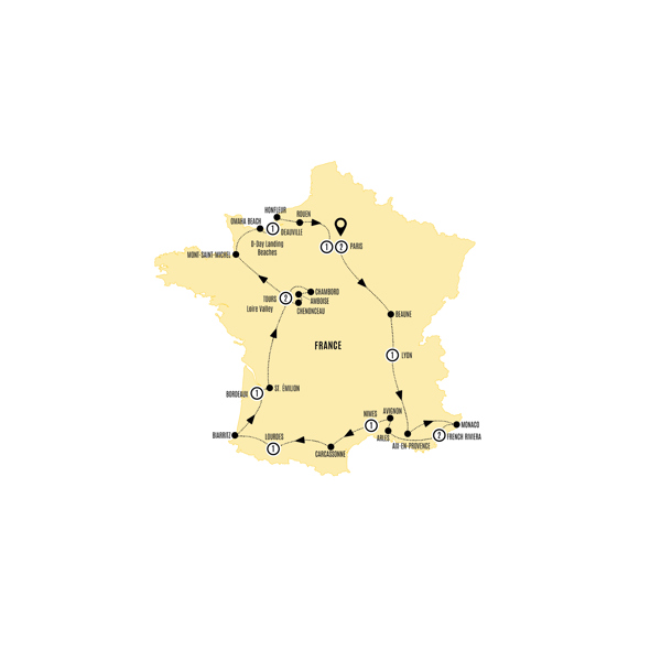 Highlights of France Itinerary Map