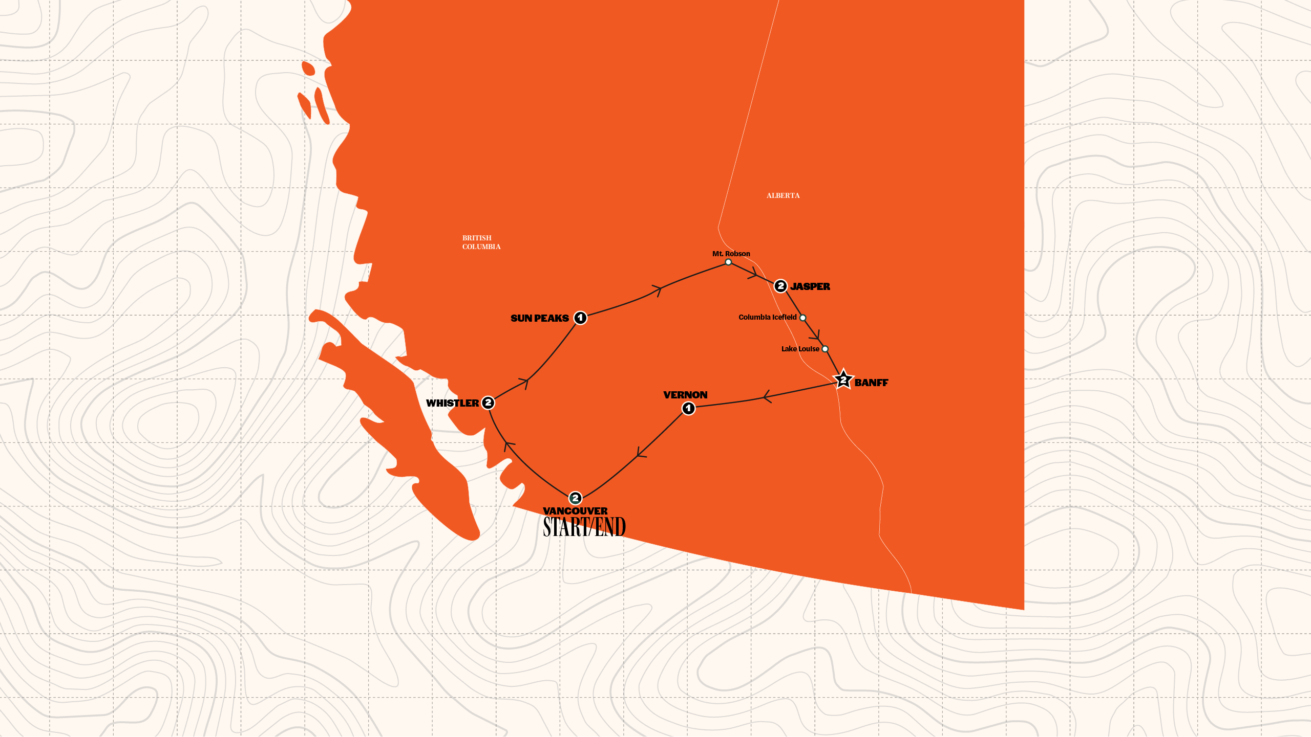 Map of Canada: Vancouver & The Rockies | 2027 from Contiki