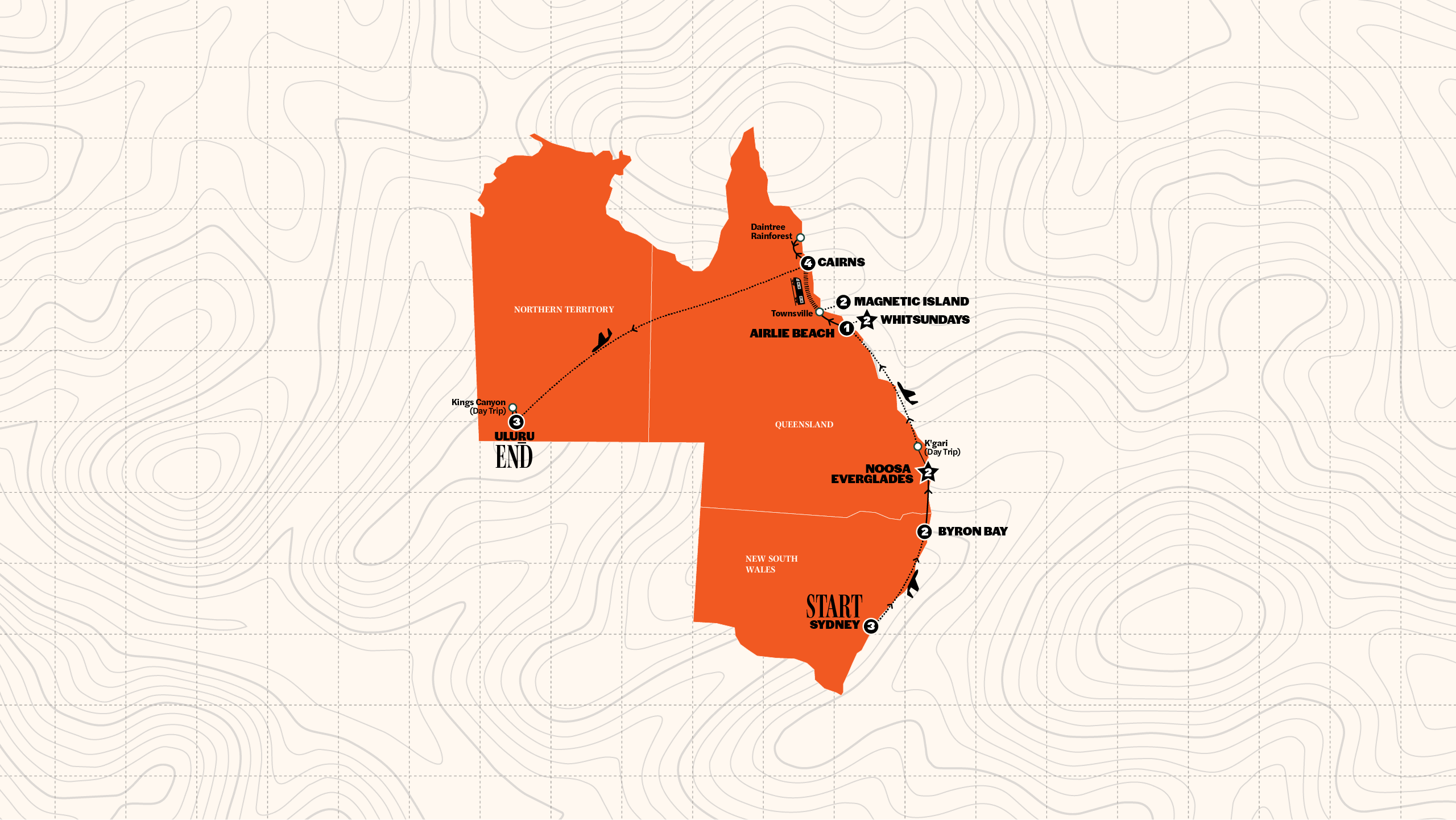 Map of Australia: Sydney to Uluru | With Sailing | Until Mar '27 | 2026 - 2027 from Contiki