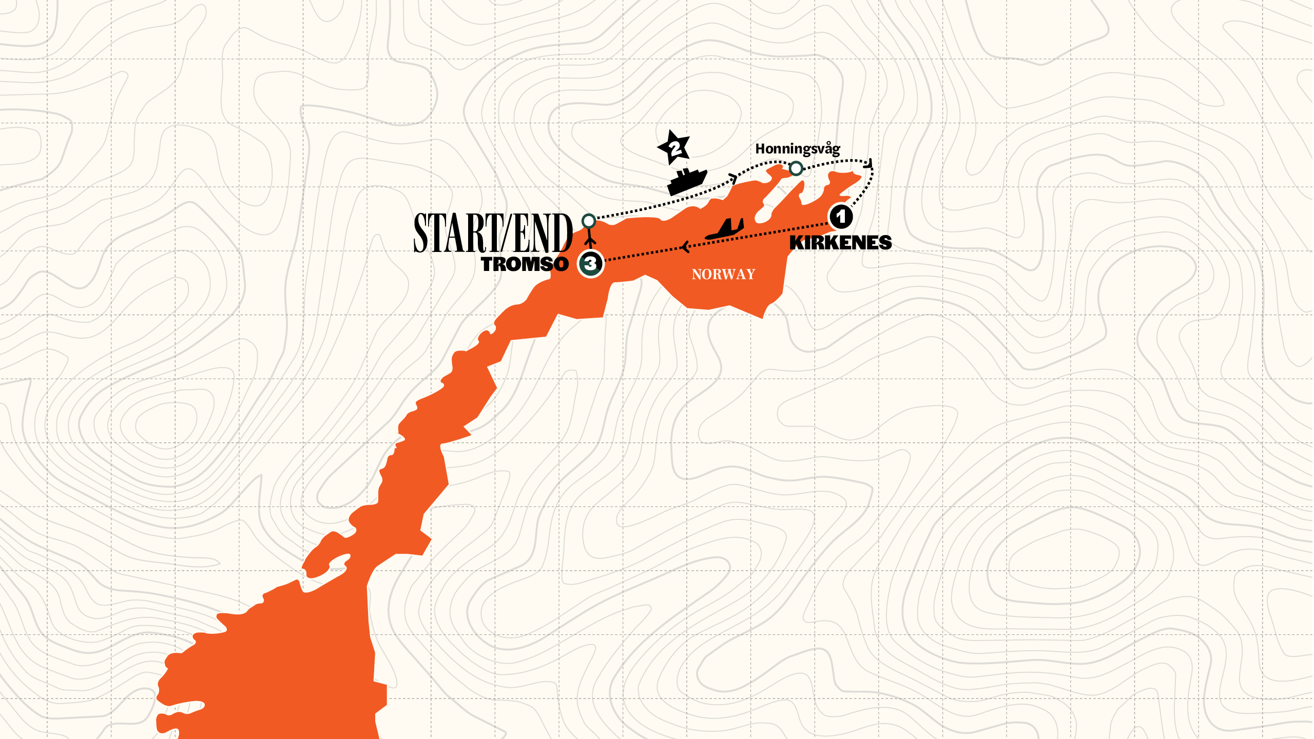Map of Norway Fjords & Northern Lights | Winter 2027/2028 from Contiki