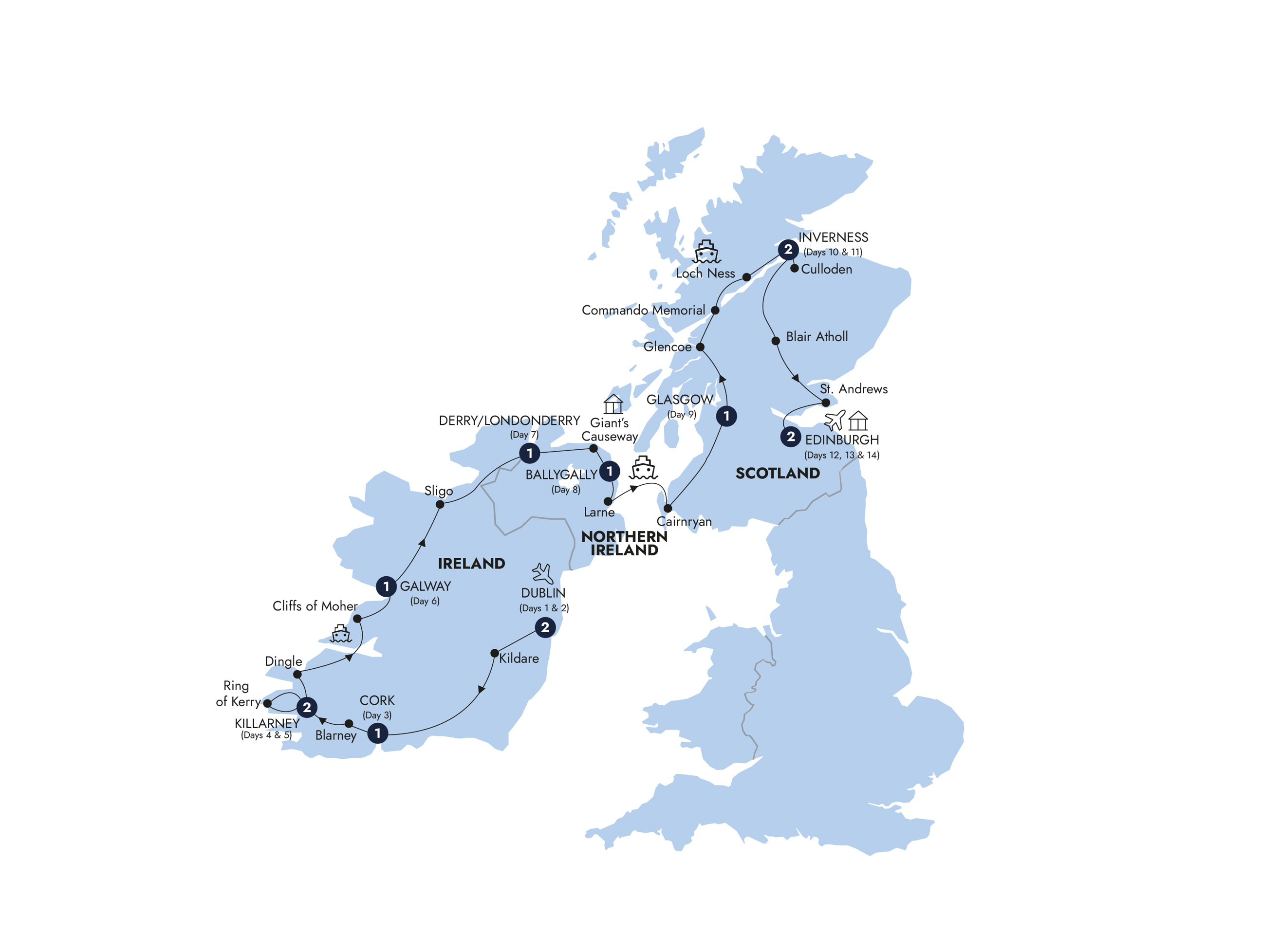 Map of Best of Ireland & Scotland - Classic Group (Summer 2027) from Insight Vacations