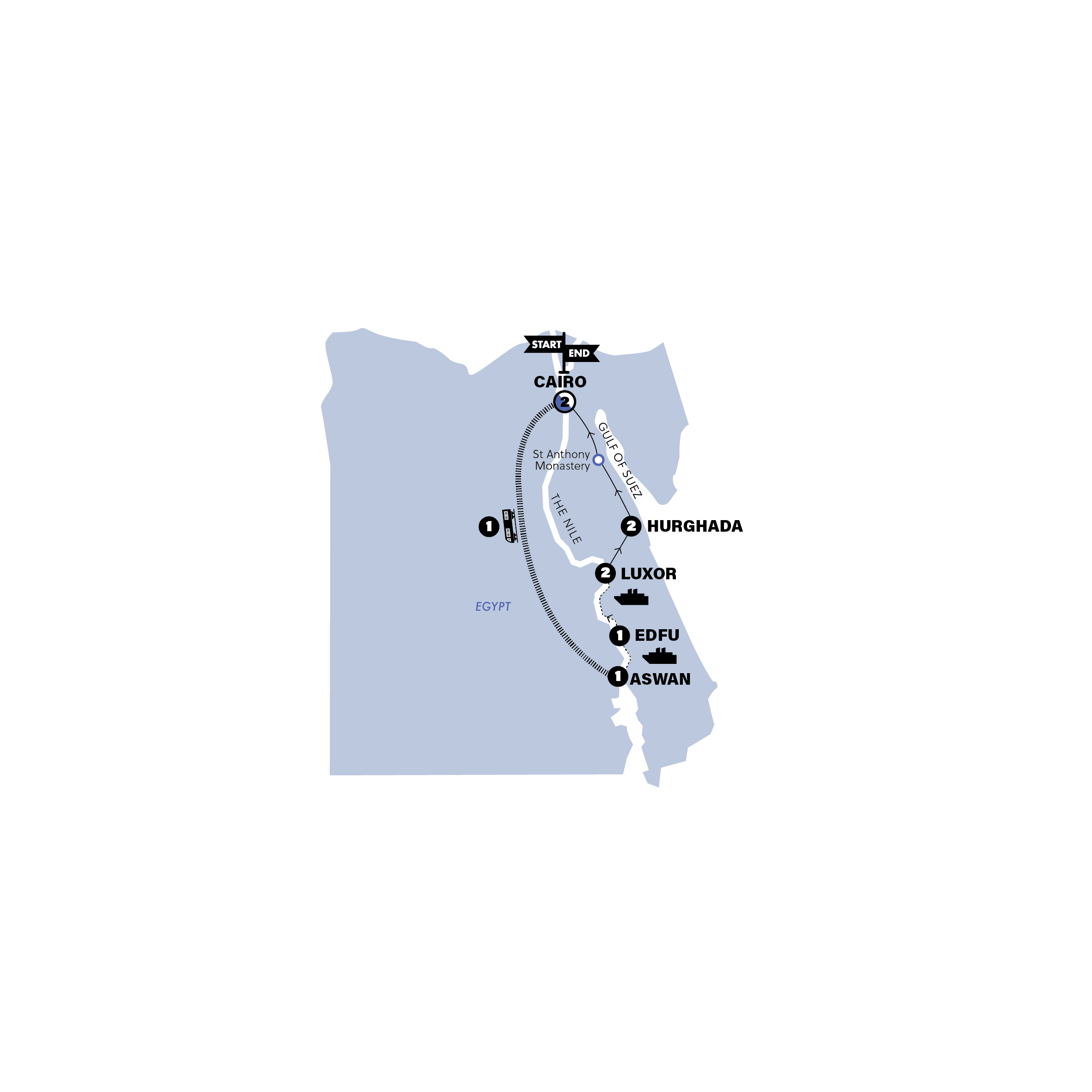 Map of Best of Egypt from Contiki