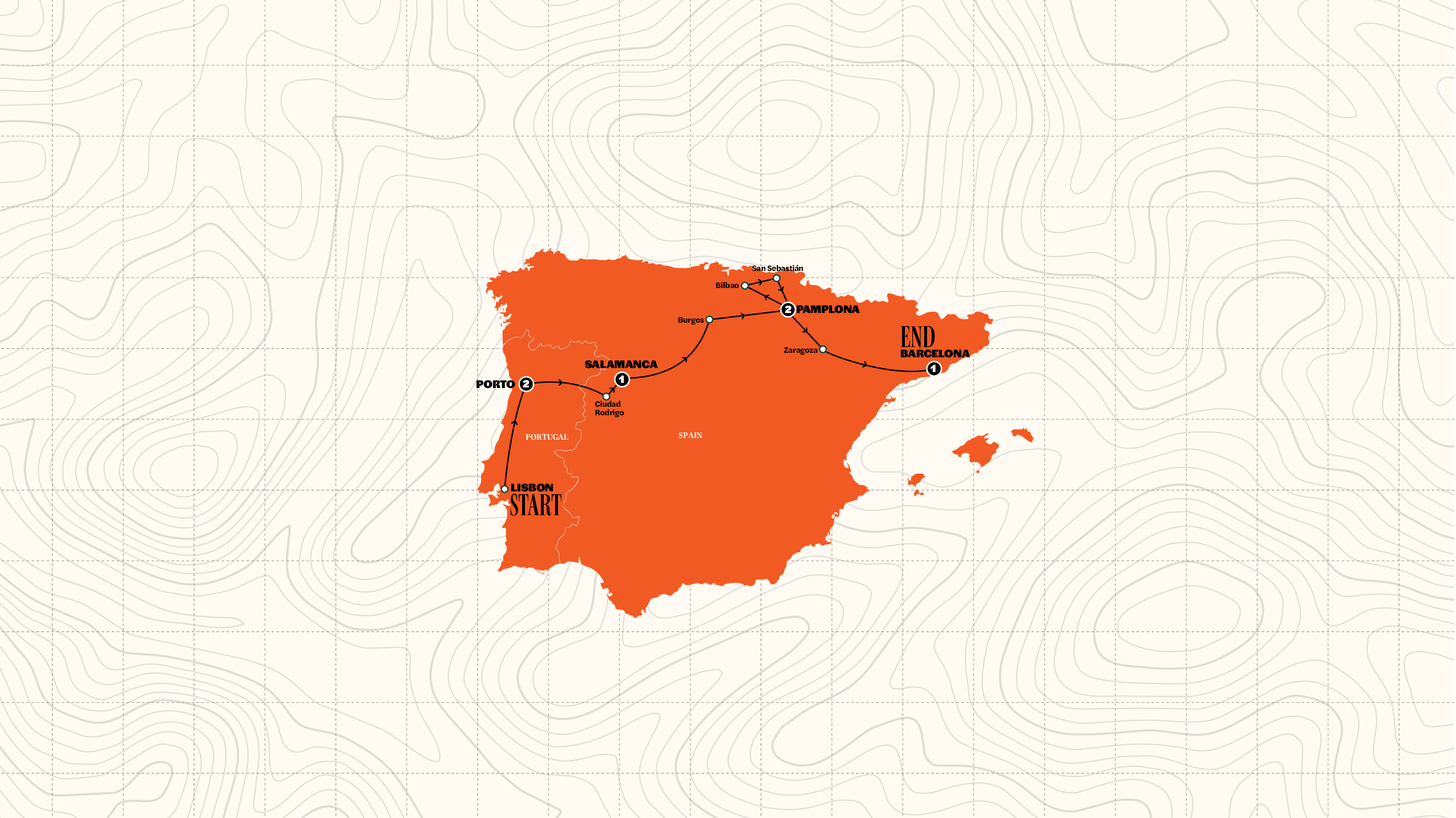 Map of Lisbon to Barcelona | Classic | Summer from Contiki
