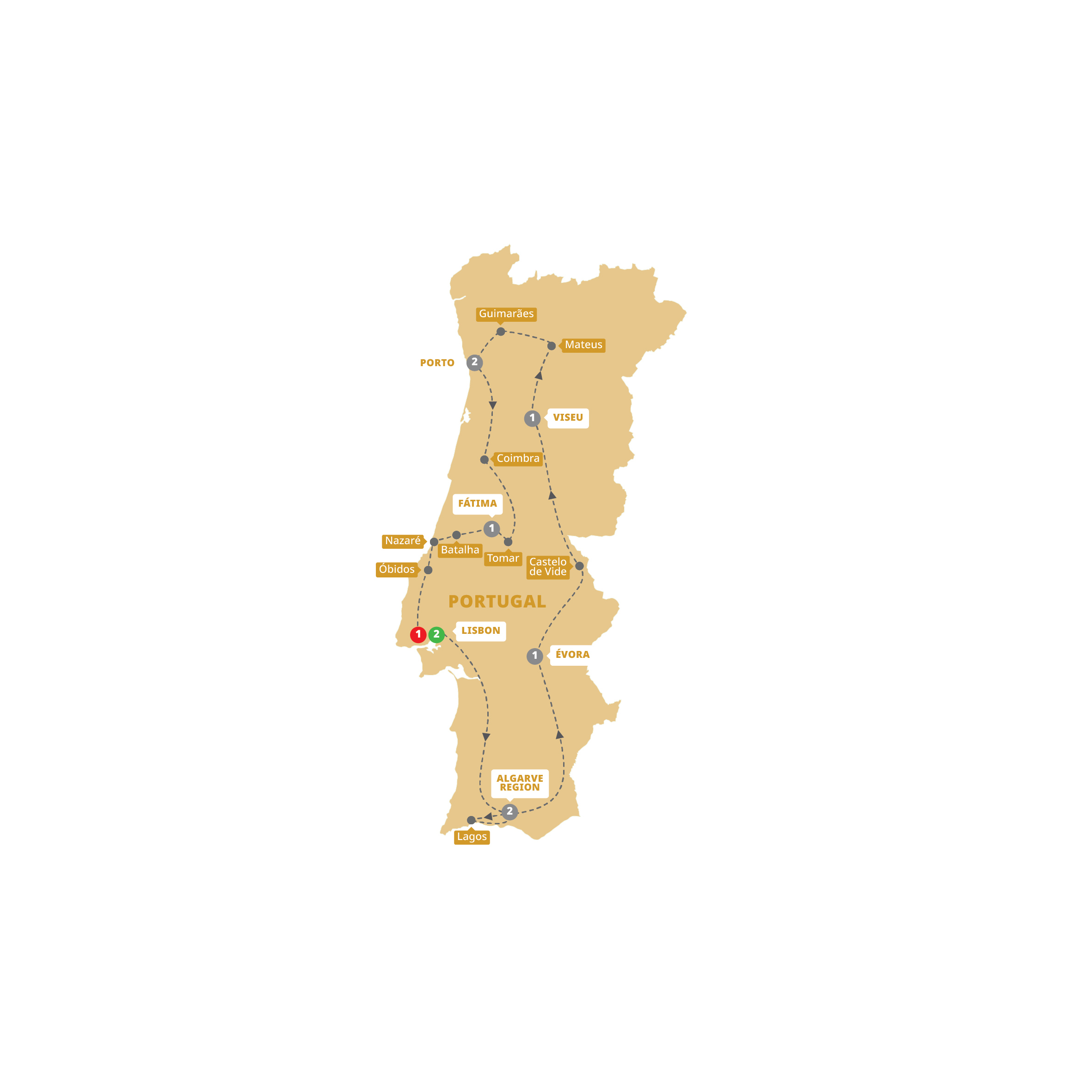 Map of Best of Portugal (2026 - 2027) from Trafalgar
