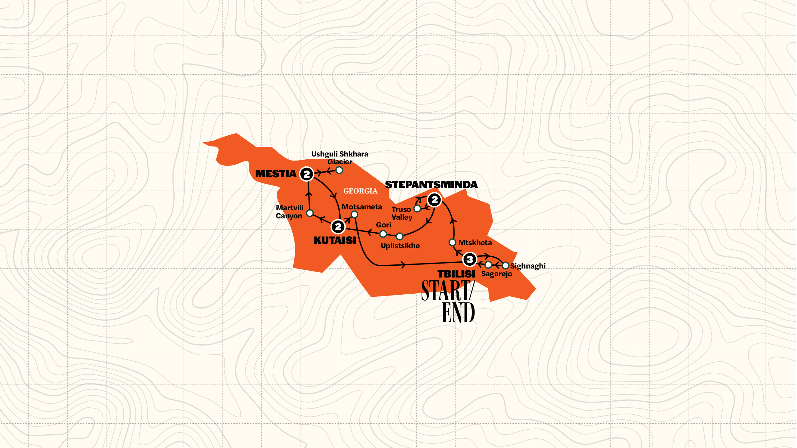 Map of Best of Georgia | 2027 from Contiki