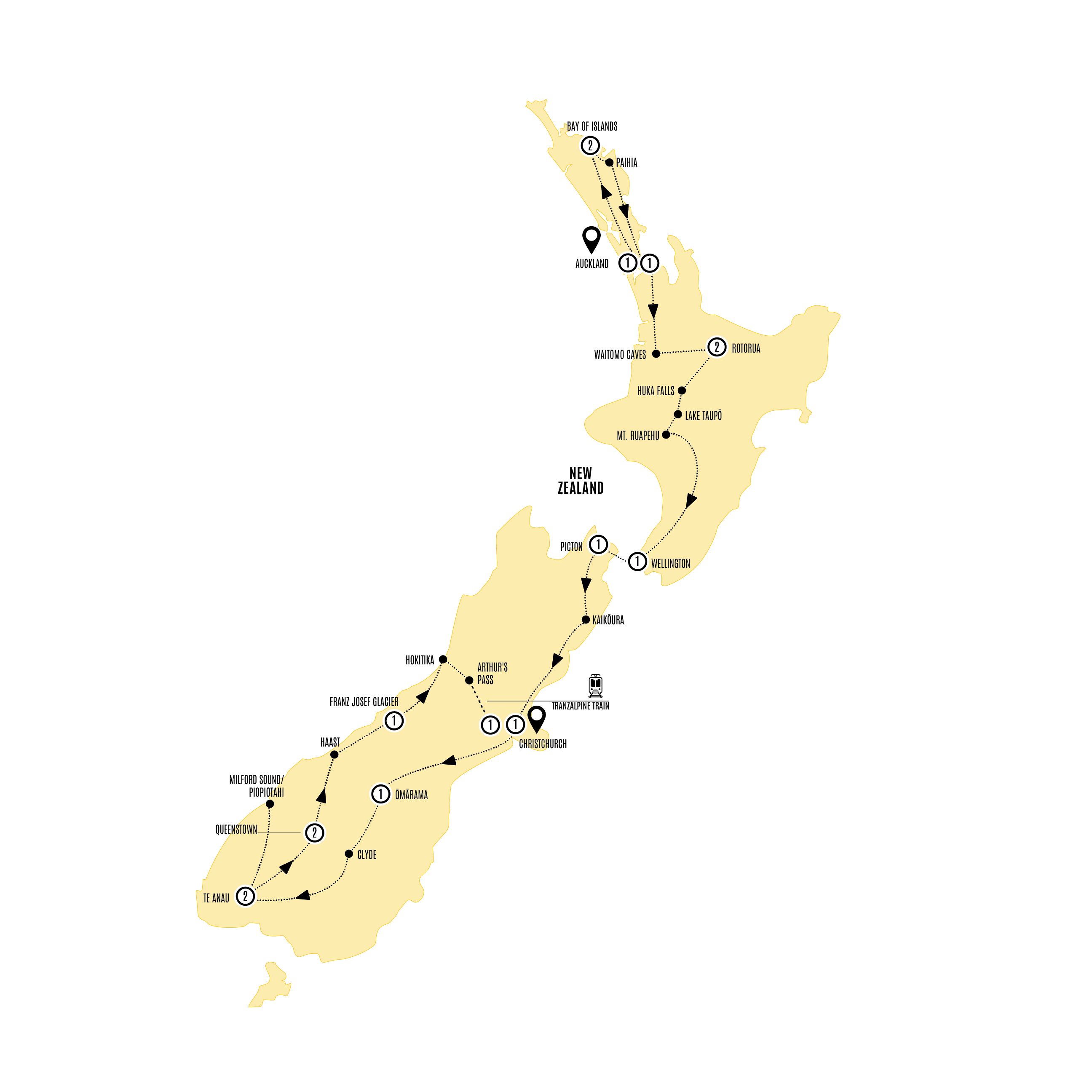 Map of Kia Ora New Zealand from Costsaver