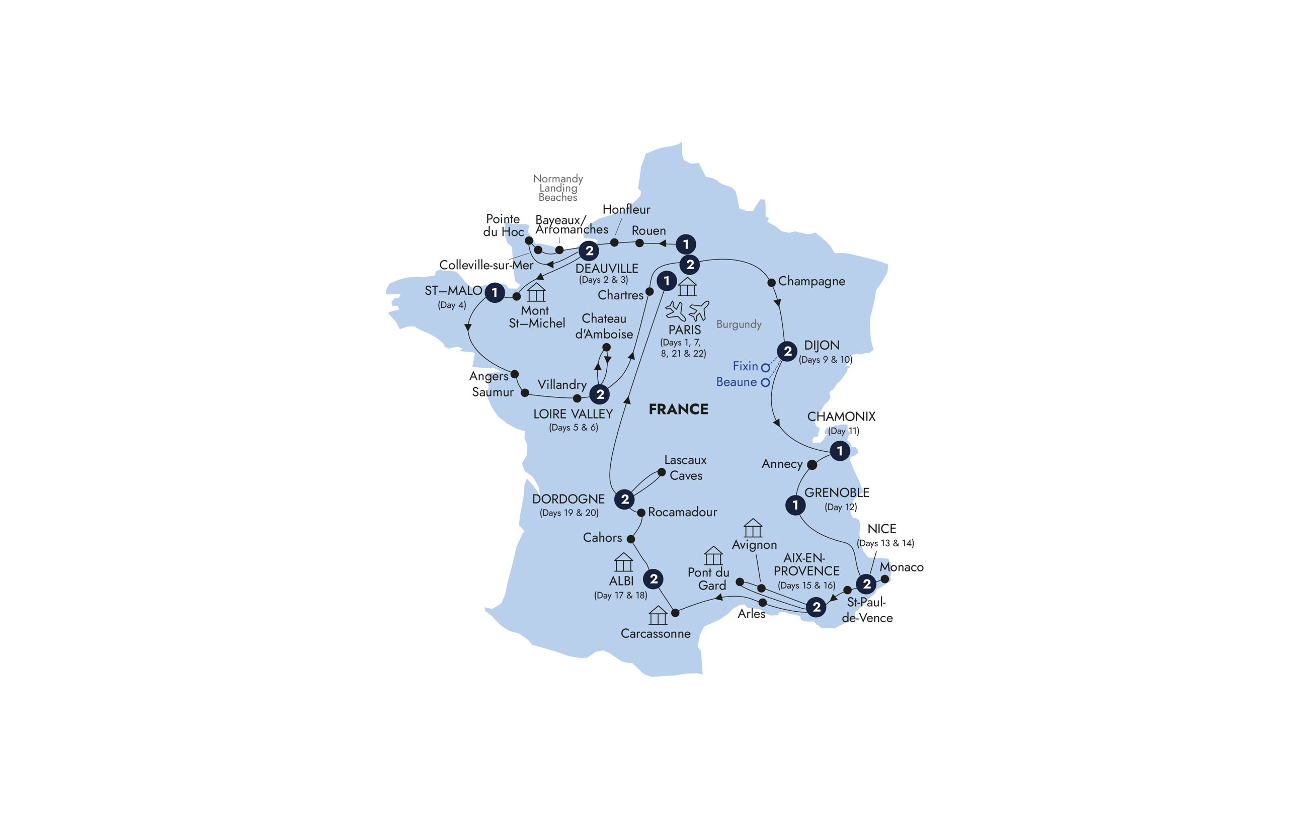 Map French Heritage Guided Tour E326 2027