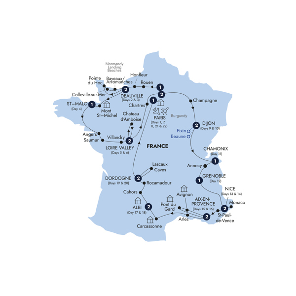 French Heritage Itinerary Map