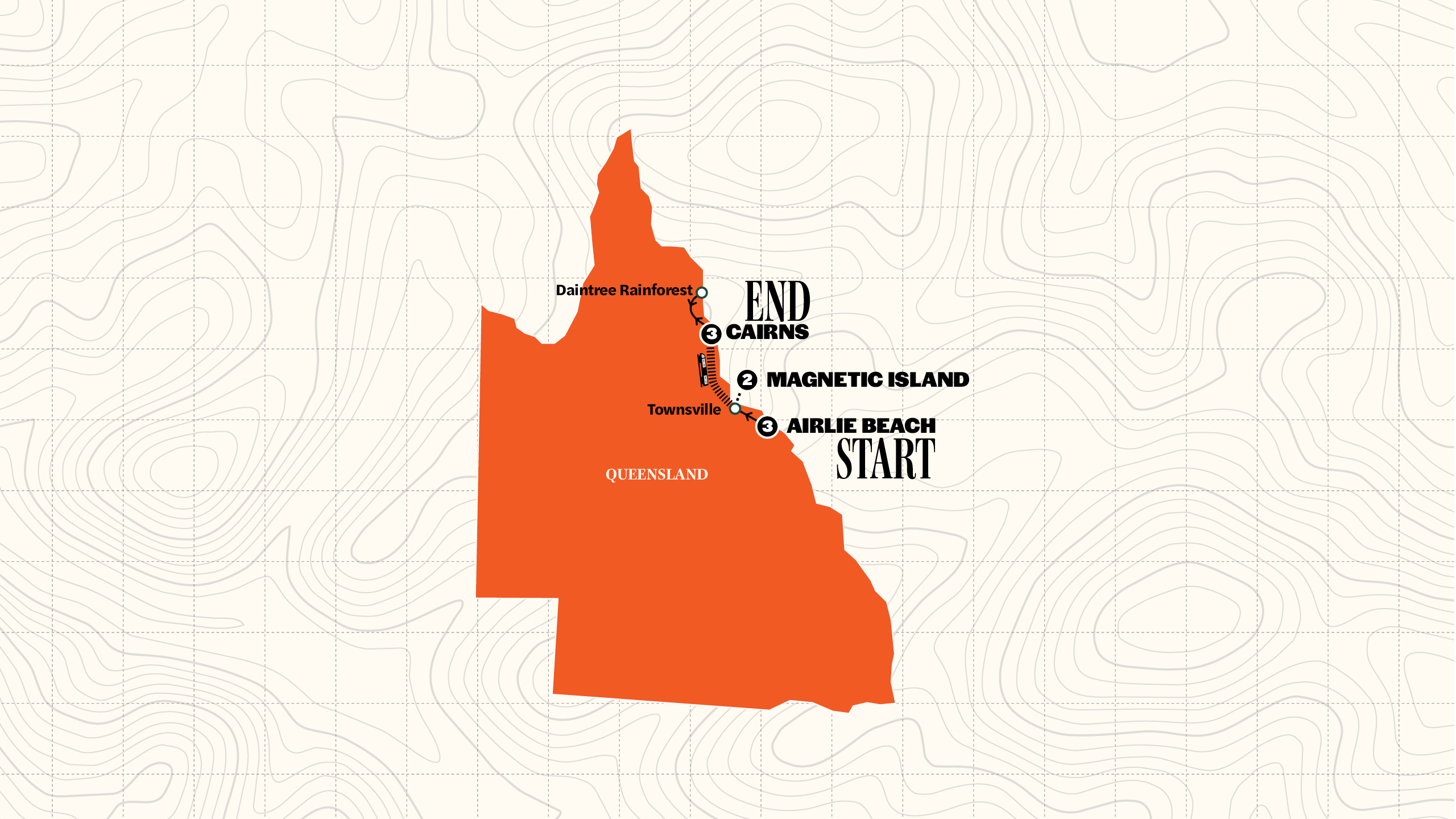 Map of Australia: North Queenland Adventure | Without Sailing | Until Mar '27 | 2026 - 2027 from Contiki