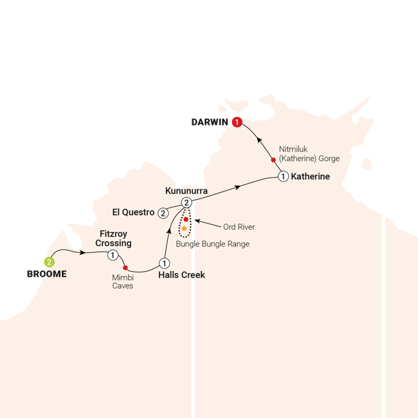 Wonders of the Kimberley Itinerary Map