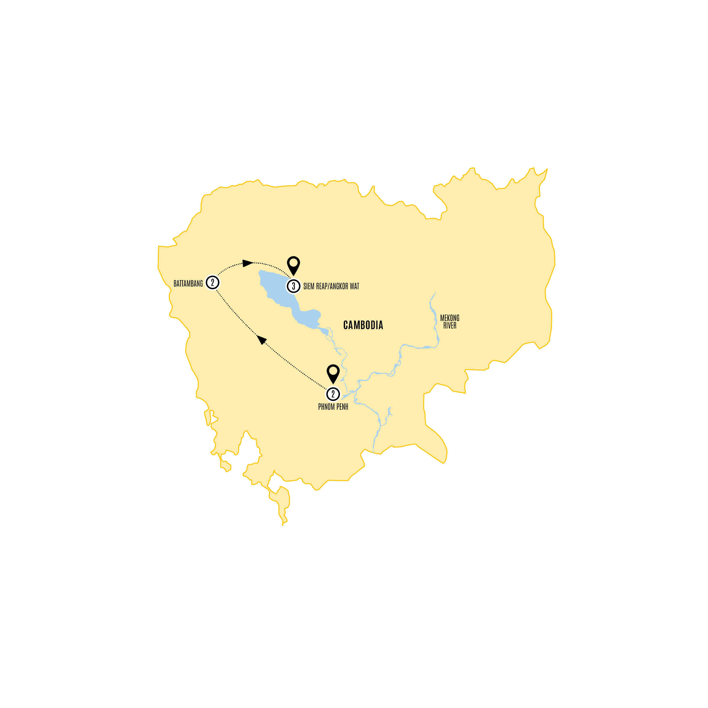Map of Cambodia Calling - Small Group from Costsaver