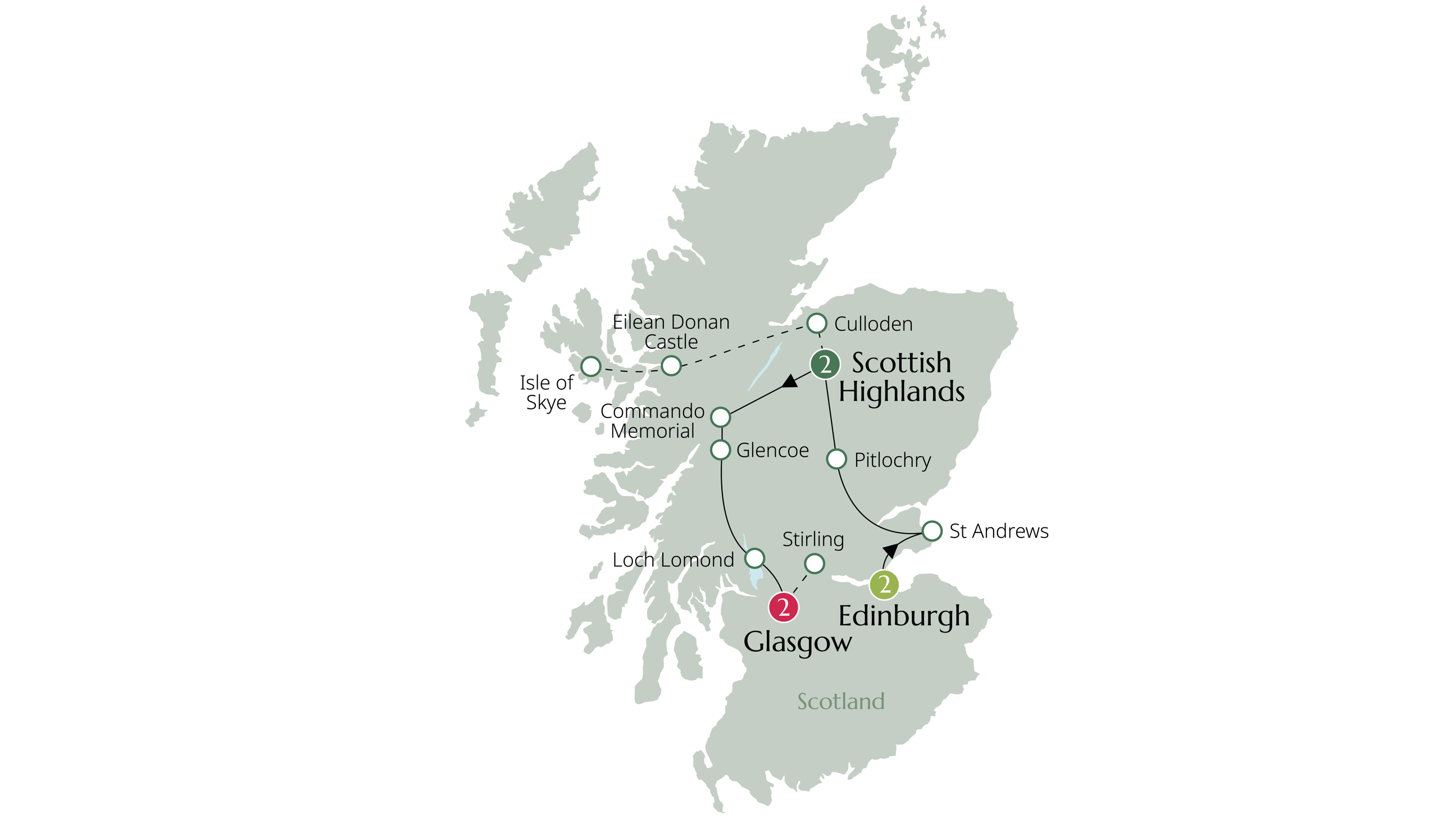 Map of Best of Scotland (Summer 2026) from Brendan Vacations