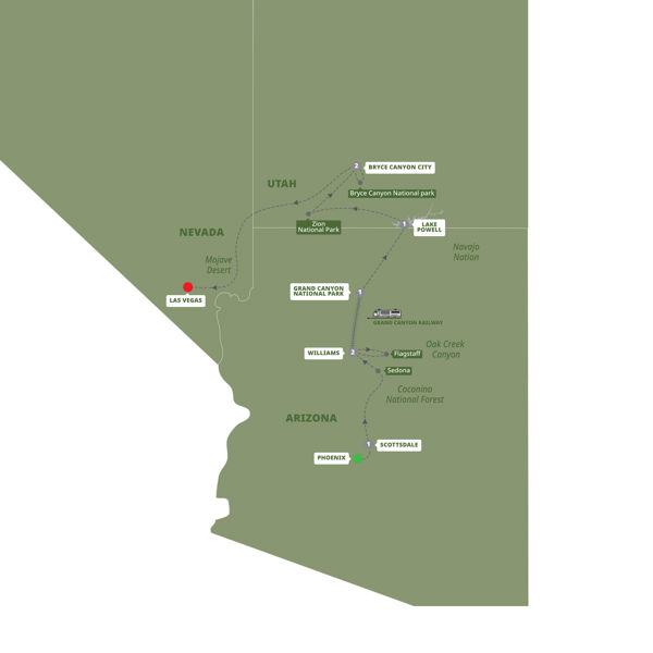 Pioneer Adventures of the Old West Itinerary Map