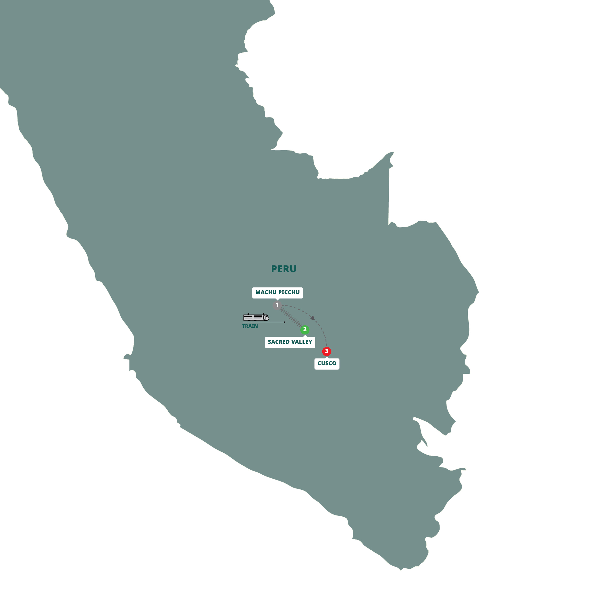Map of Peru's Machu Picchu and Beyond - Small Group from Trafalgar