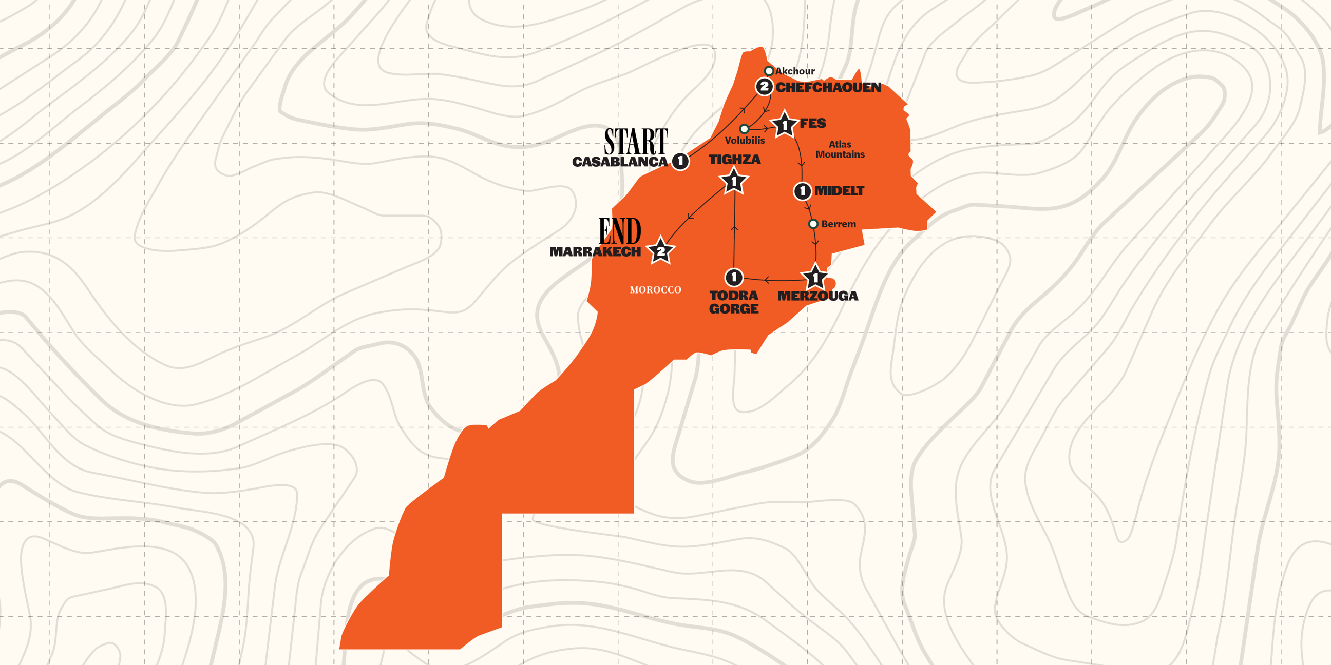 Map of Best of Morocco | Summer | 2027 from Contiki