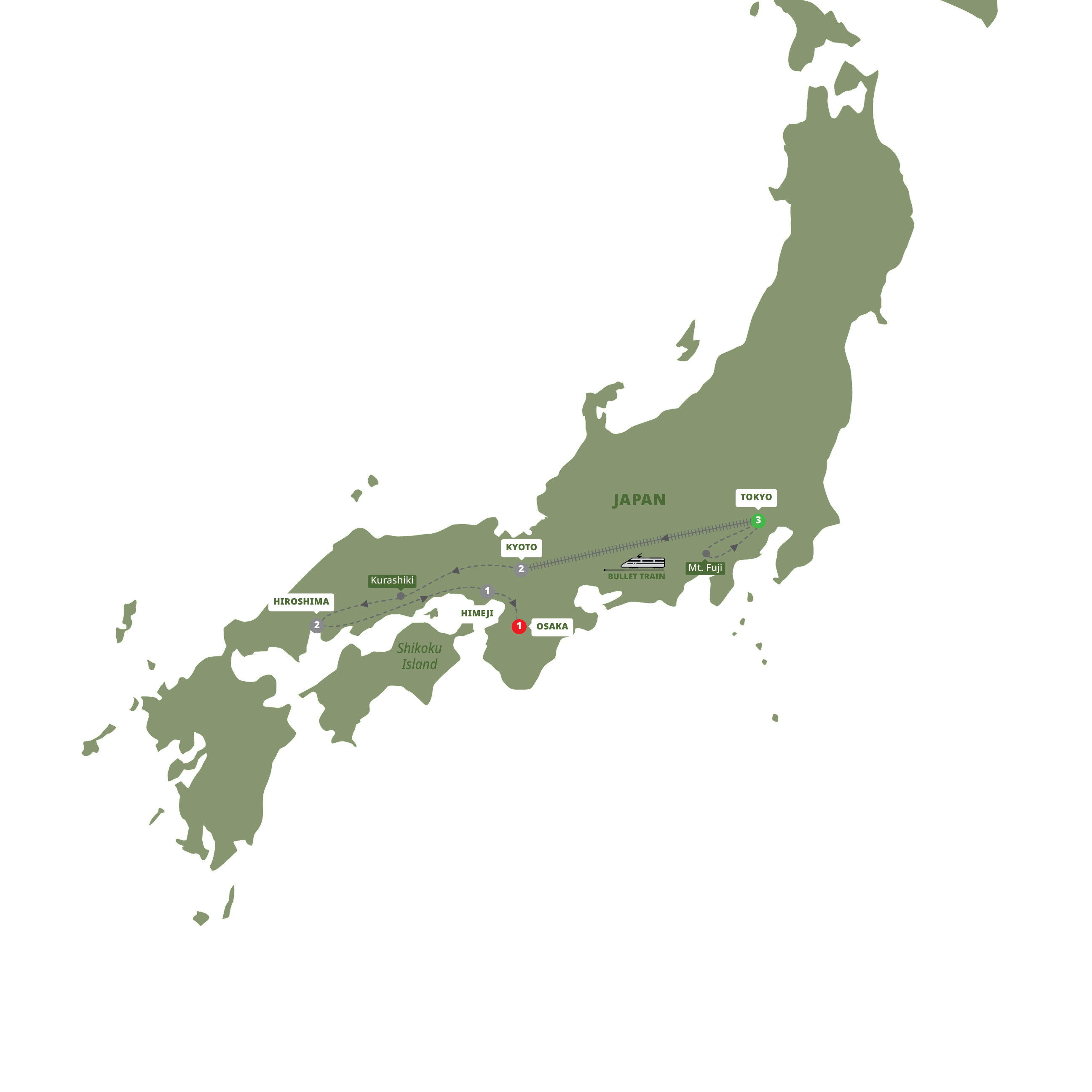 Map of Japan Discovery from Trafalgar