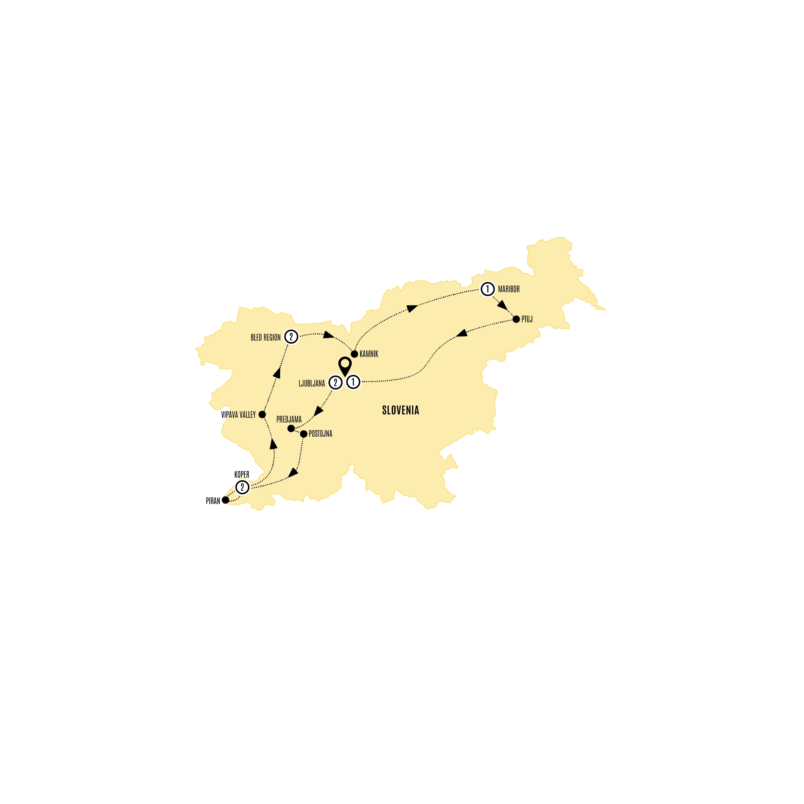 Map of Hidden Slovenia - Small Group from Costsaver