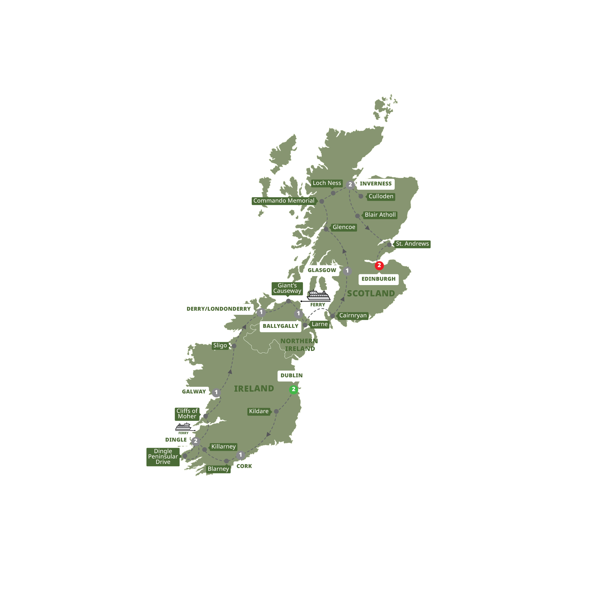 Map of Best of Ireland & Scotland - Premium from Trafalgar