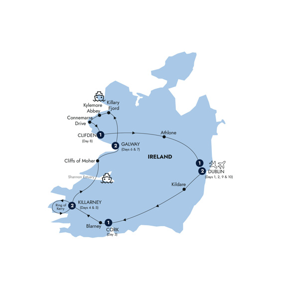 Ireland's Icons - Classic Group Itinerary Map