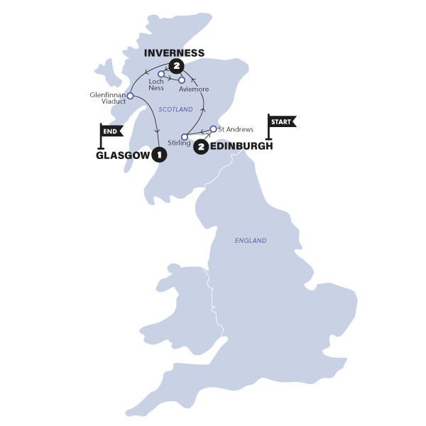 tourhub | Contiki | Scotland in a Week| Winter | 2024/2025 | Tour Map