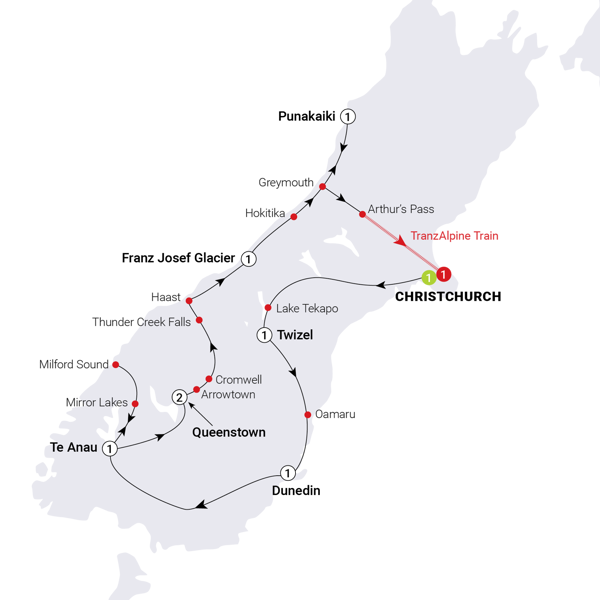 Southern Spectacular Itinerary Map