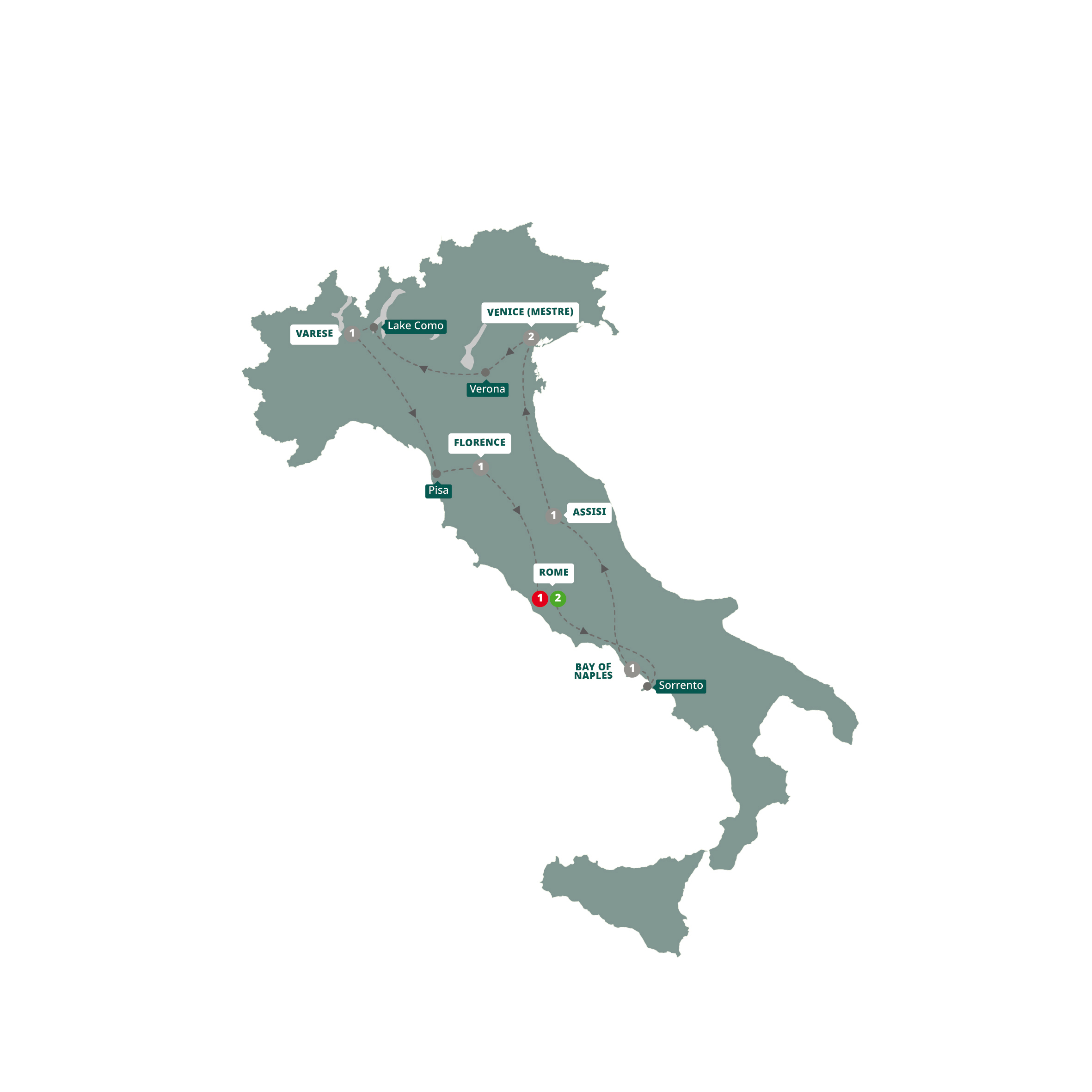 Map of Italian Scene (Winter 2027 - 2028) from Trafalgar