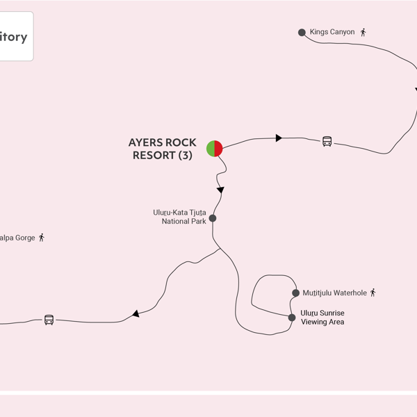 Red Centre Active Adventure (Budget) Itinerary Map