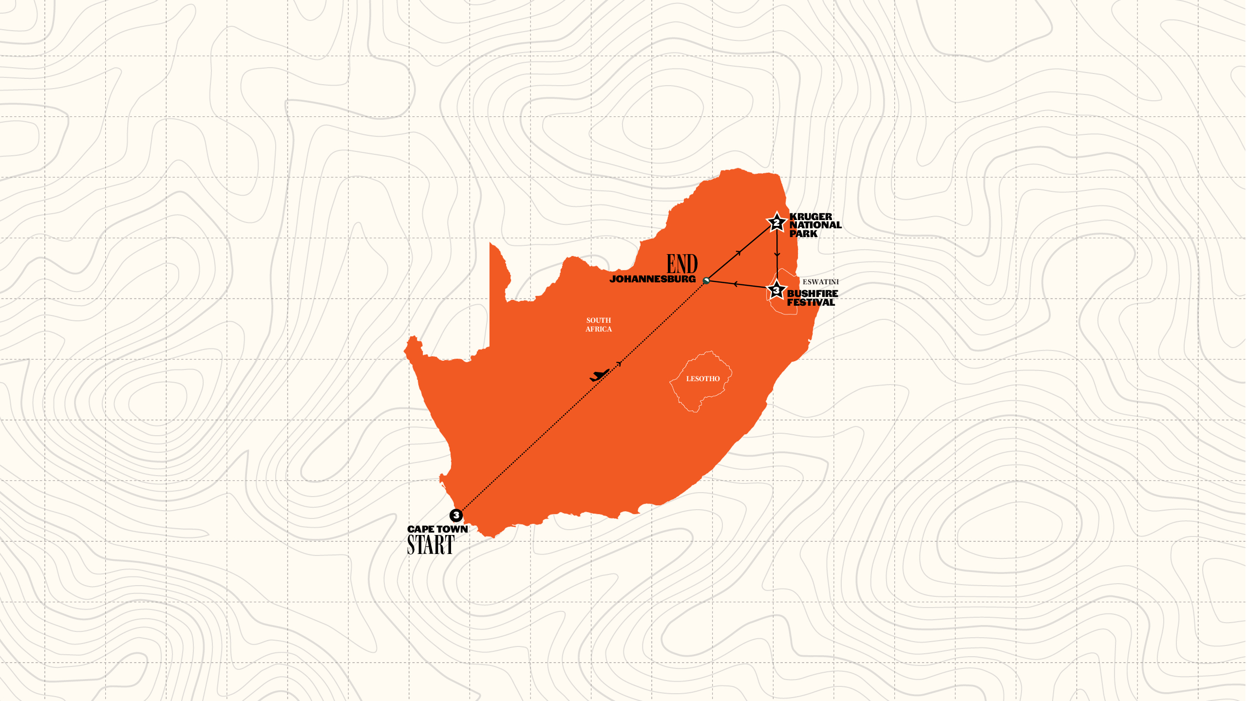 Map of Kruger Safari & Bushfire Festival | 2027 from Contiki