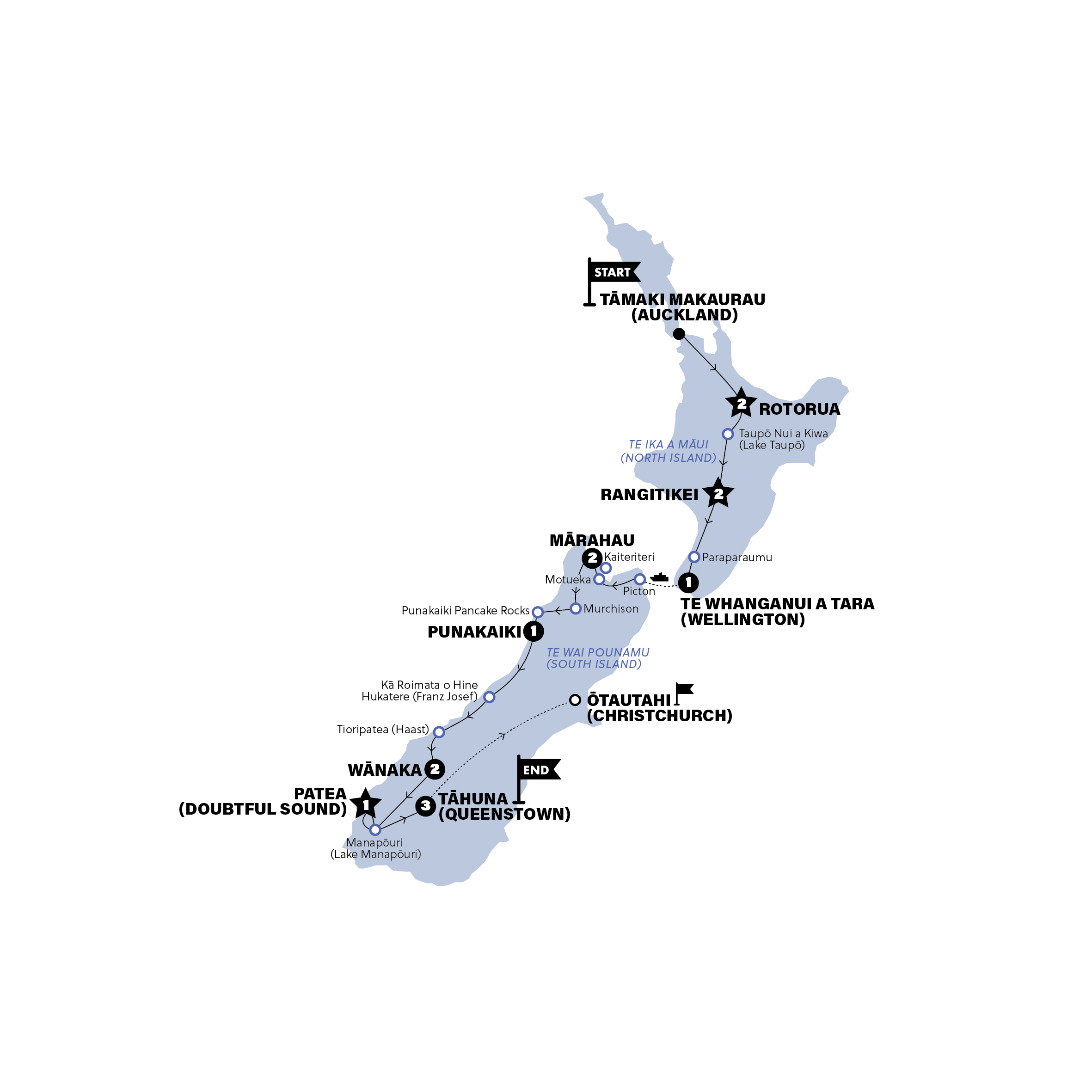 Map of Real New Zealand | End Christchurch | 2027 from Contiki