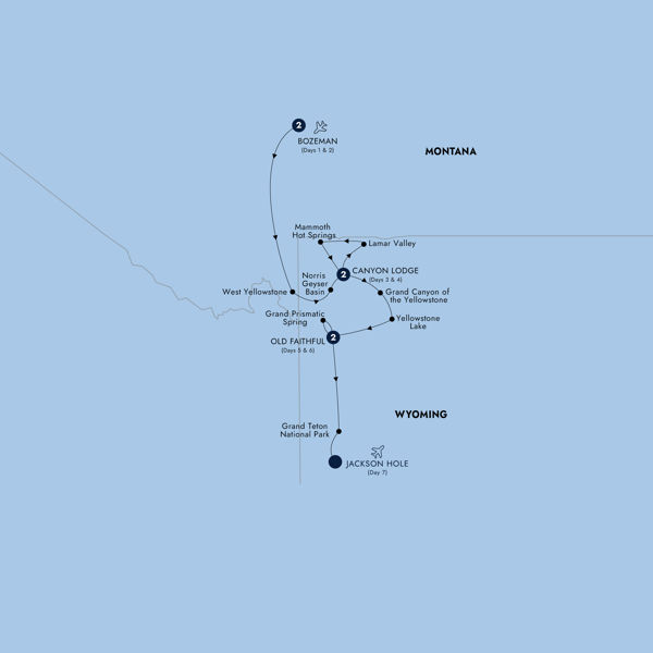 Yellowstone Discovery Itinerary Map