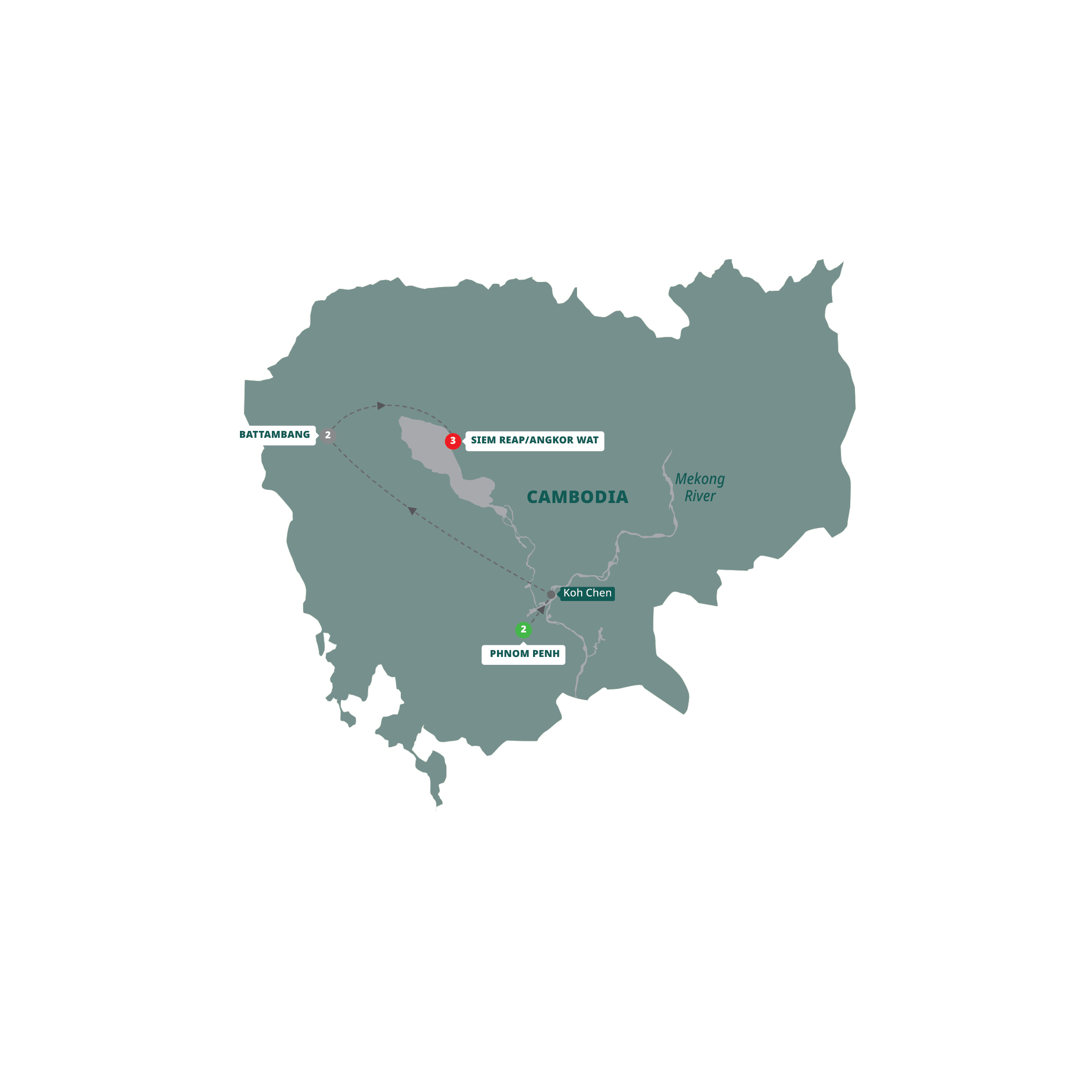 Map of Cambodia Calling - Small Group from Trafalgar