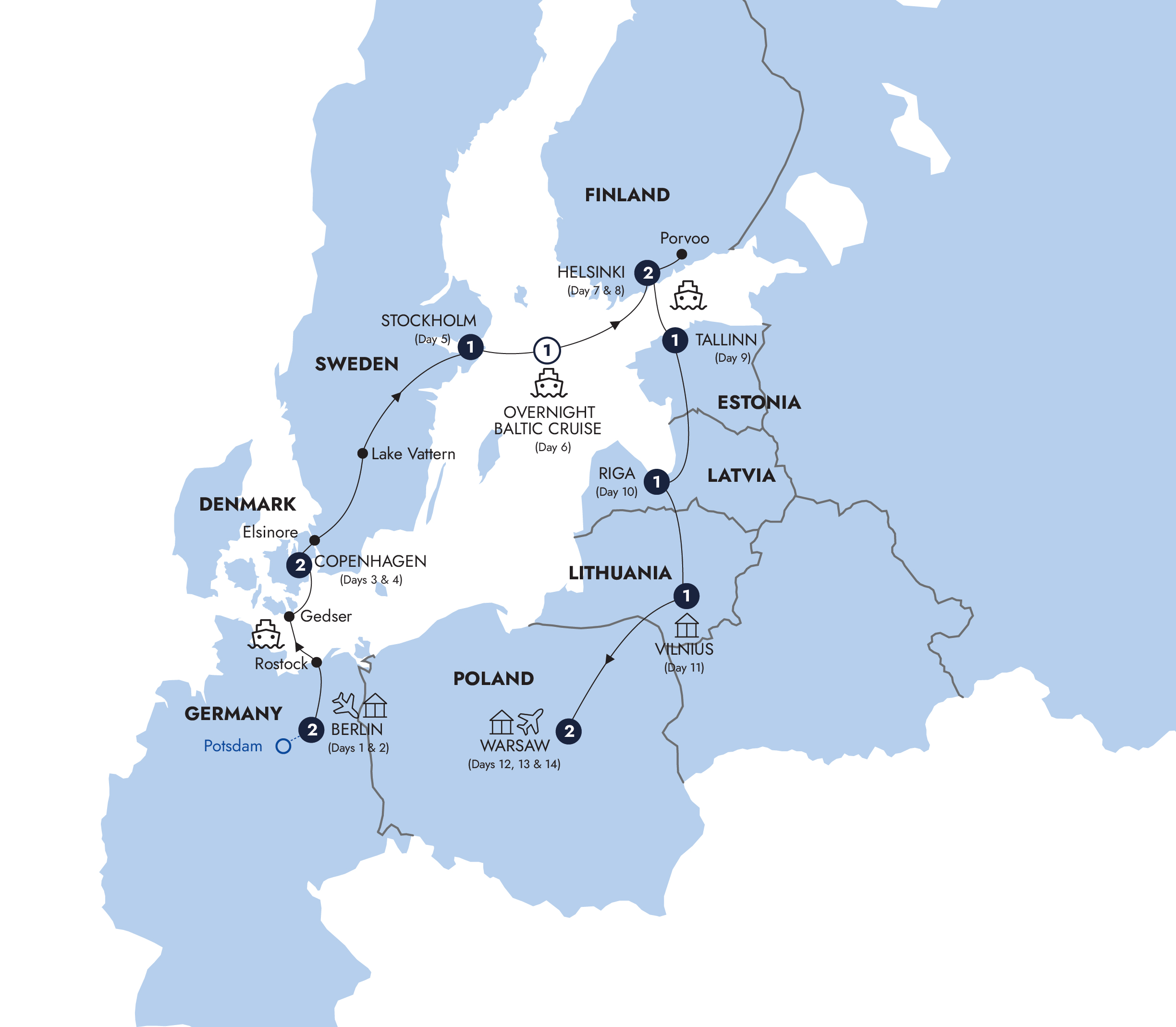tourhub | Insight Vacations | Northern Capitals - Small Group | Tour Map