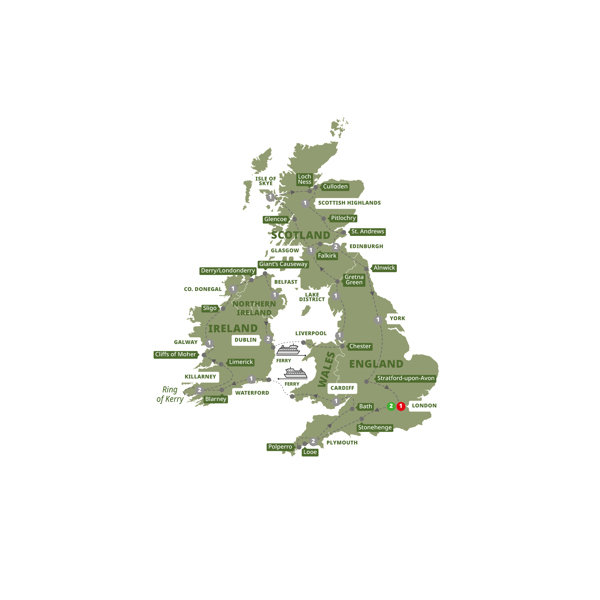 tourhub | Trafalgar | Britain and Ireland Grandeur | Tour Map