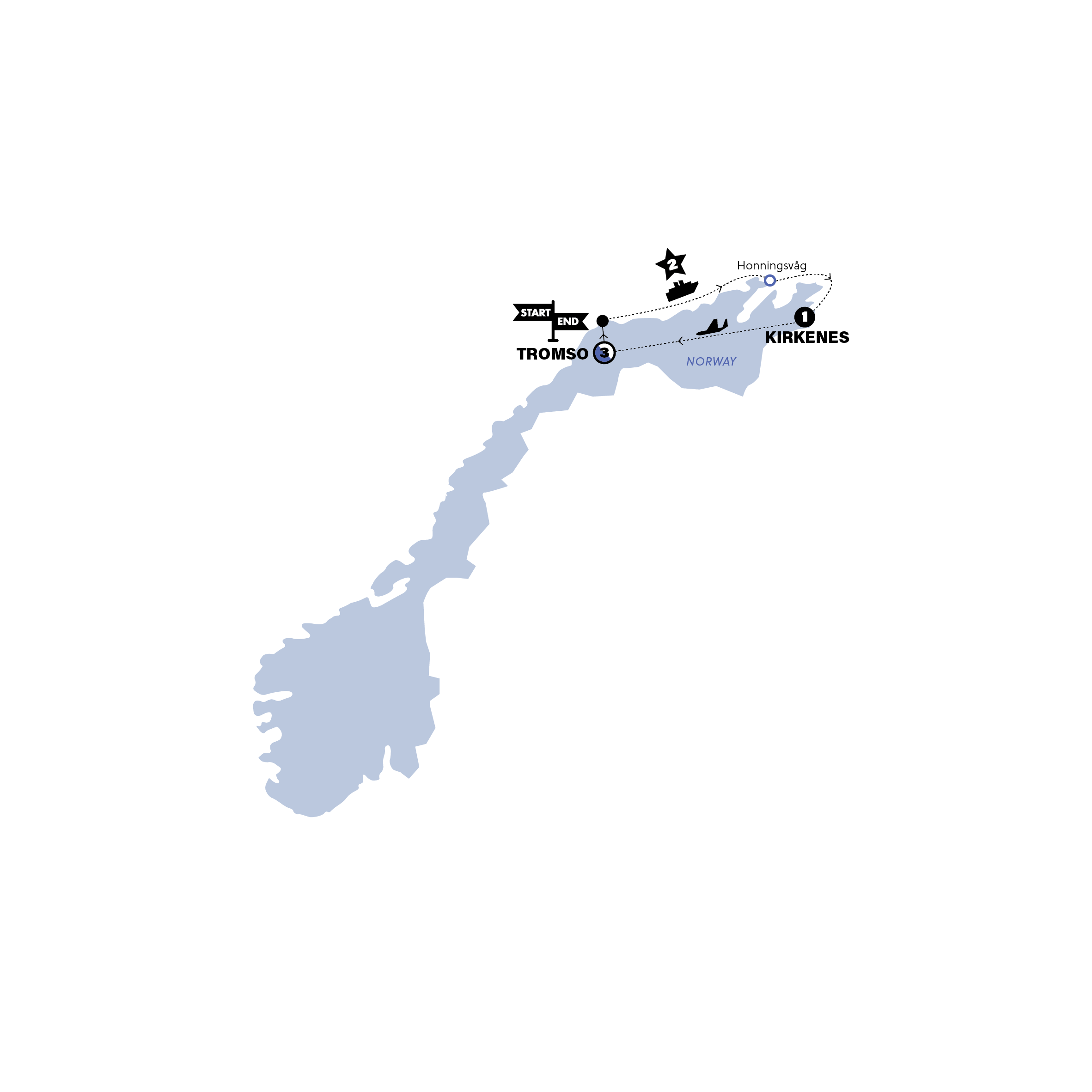 tourhub | Contiki | Norway Fjords & Northern Lights | From November 2025 | Tour Map